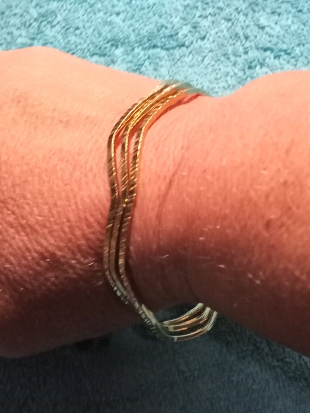 Gold Three Bracelet Lot Wavy Bangle Bracelets - Women's Jewelry